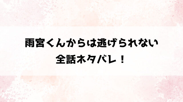 雨宮くんからは逃げられないネタバレ！ひなたはイケメン高校生に愛される！